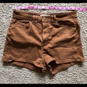 American Apparel High Waisted Side Zip Short Shorts, Tan/Brown